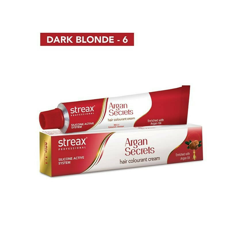 Streax Professional Argan Secrets Hair Colourant Cream - Dark Blonde 6 | Grocsy