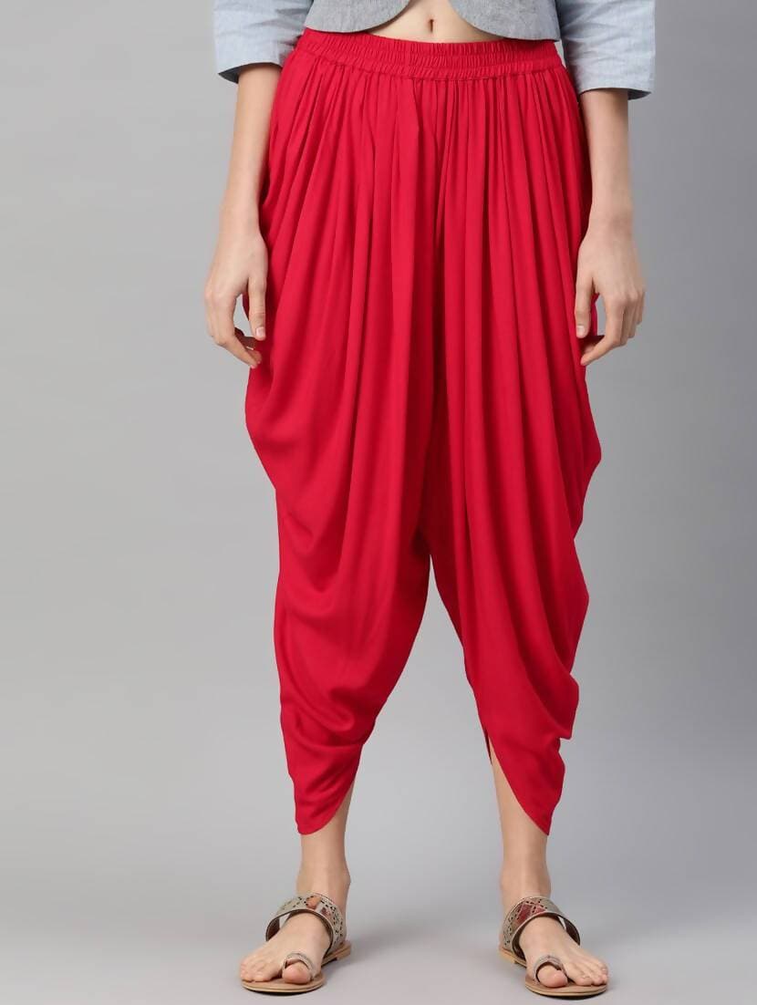 Cheera Women’s Red Dhoti Pant CH10D | Grocsy