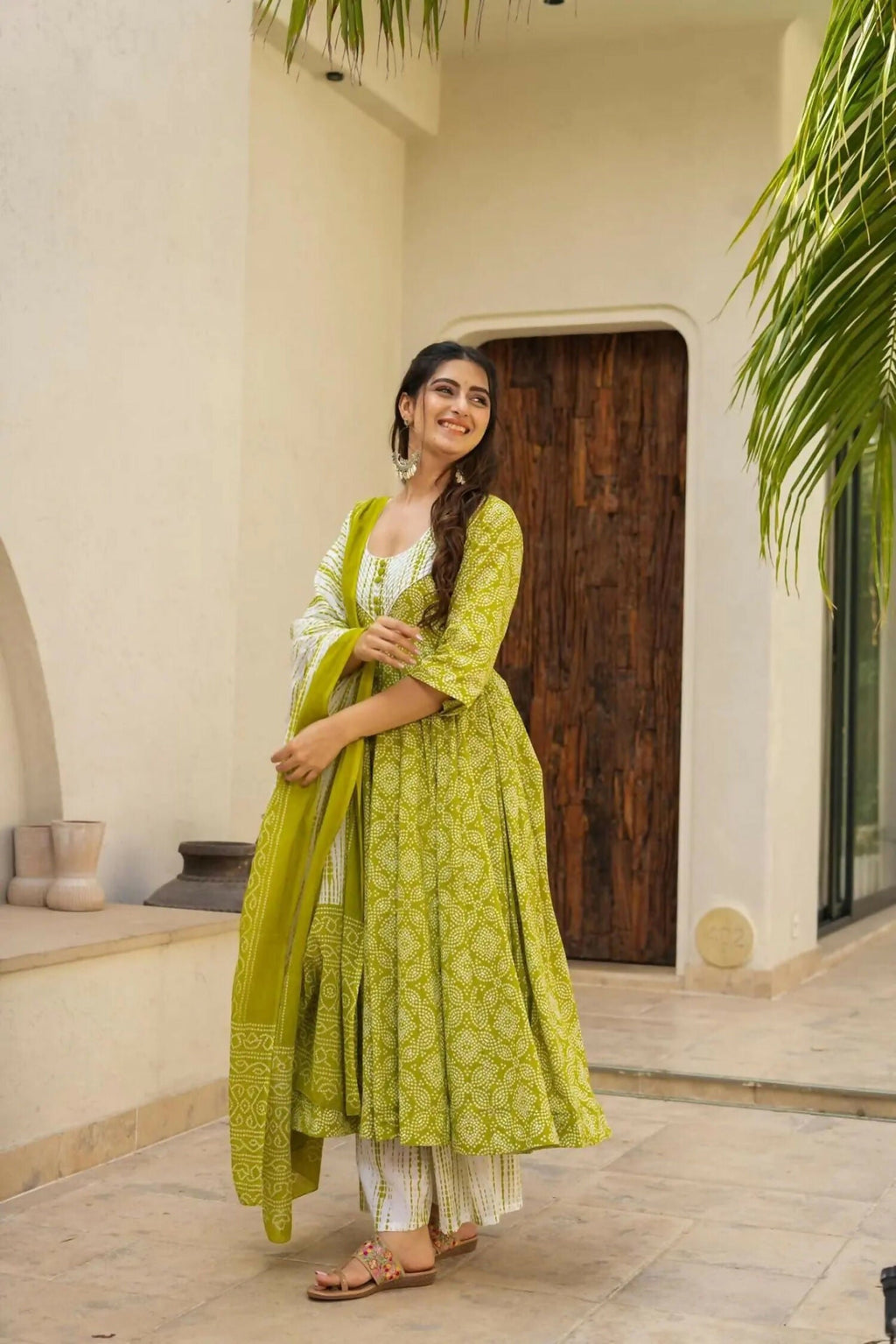 Aayaa Designer Printed Muslin Suit - Parrot yellow | Grocsy