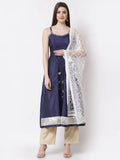 Myshka Blue Color Silk blend Embroidered Kurta With Dupatta Set | Grocsy