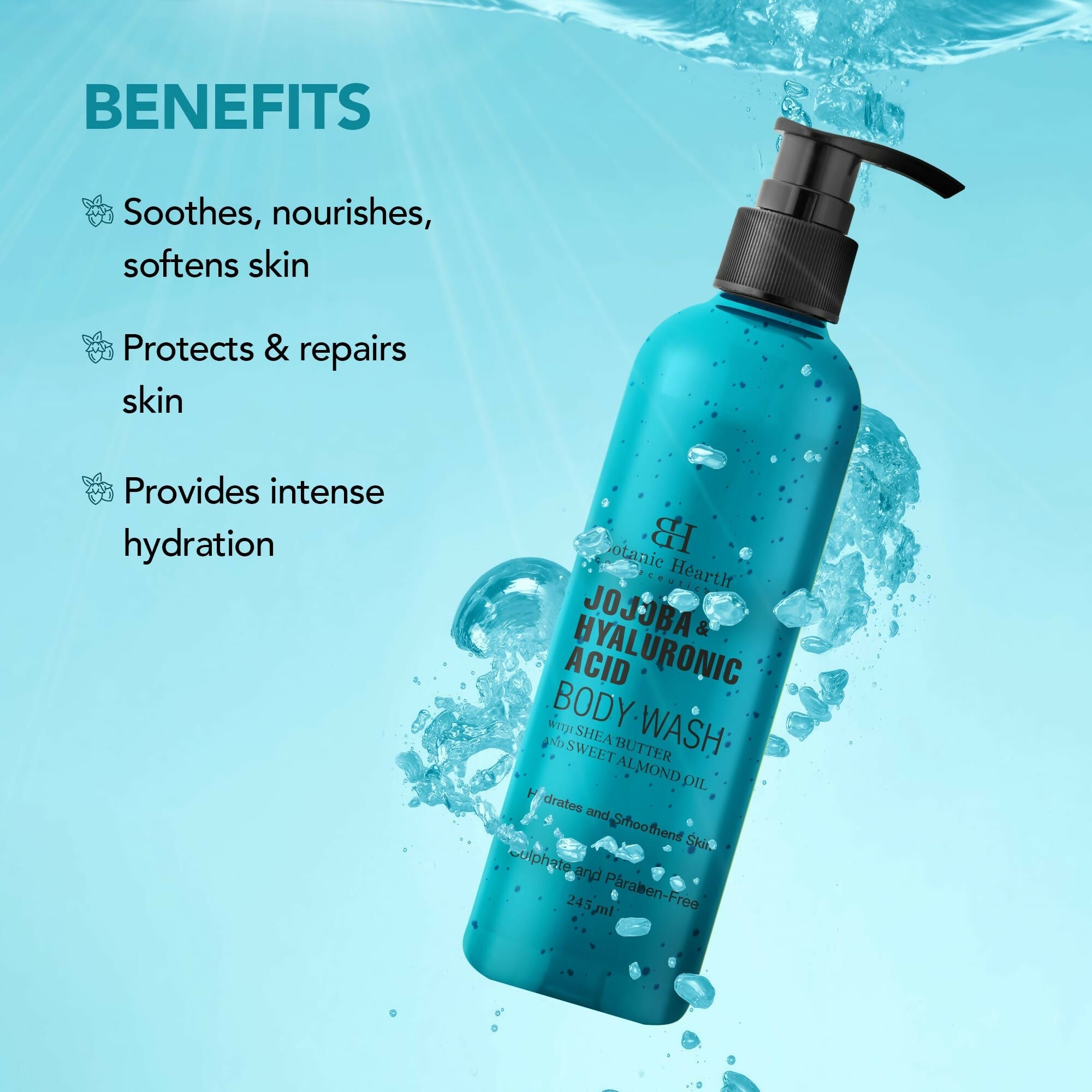 Botanic Hearth Jojoba & Hyaluronic Acid Body Wash with Sea Butter & Sweet Almond Oil | Grocsy