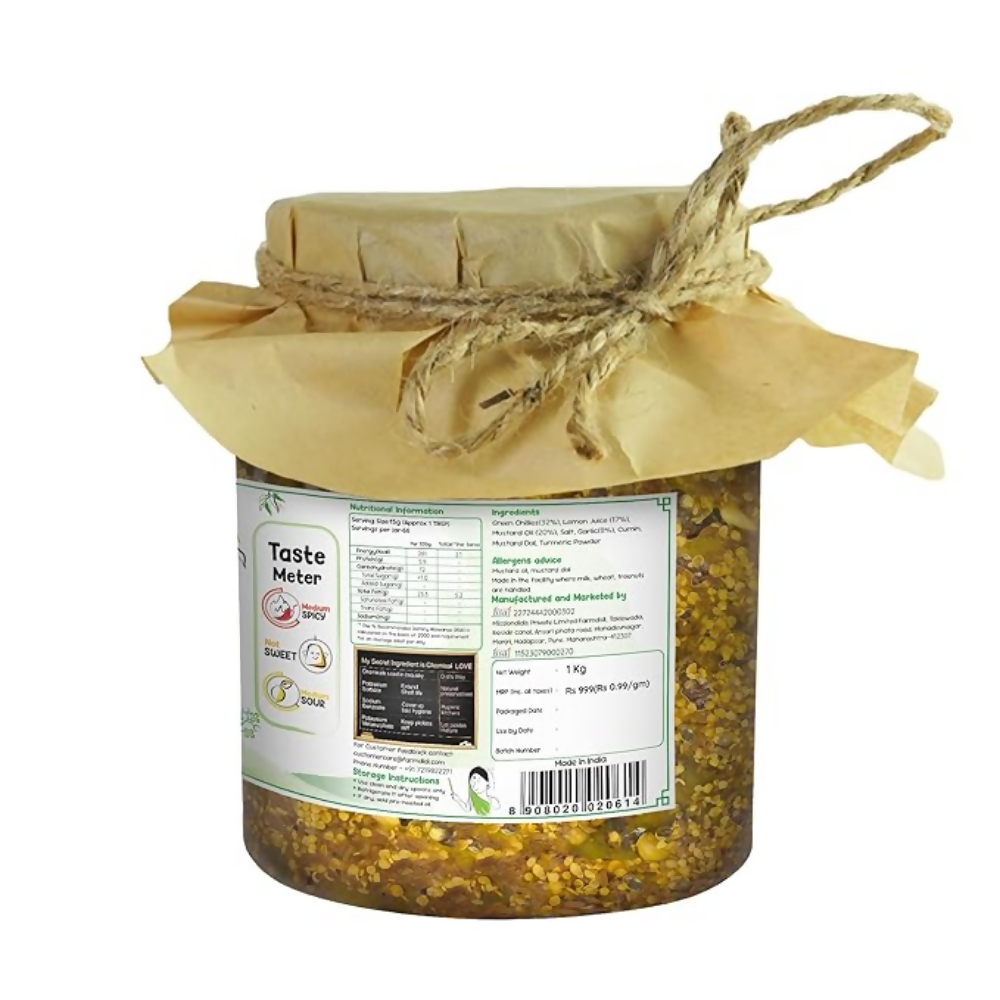 FarmDidi Spicy Green Chilli Pickle - Spicy | Grocsy