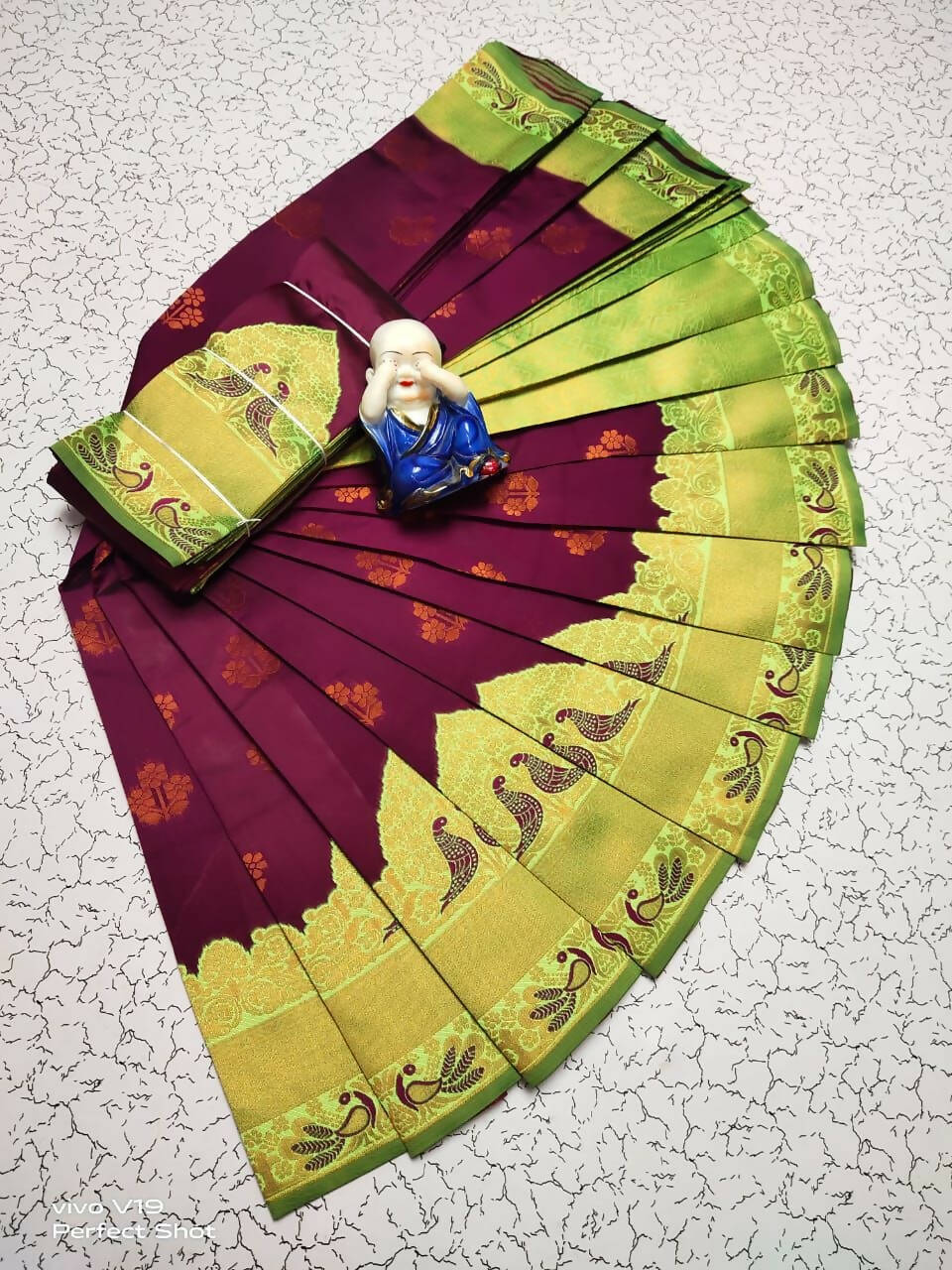 DEIANA'S Beautiful Designer Golden zari Soft Lichi Silk Saree - Wine | Grocsy