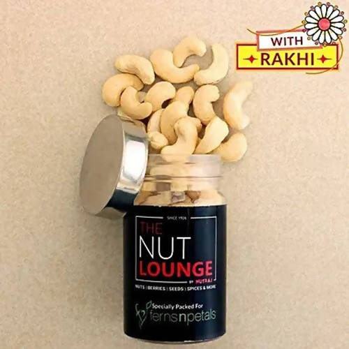 Sleek American Diamond Rakhi And Cashew Jar | Grocsy