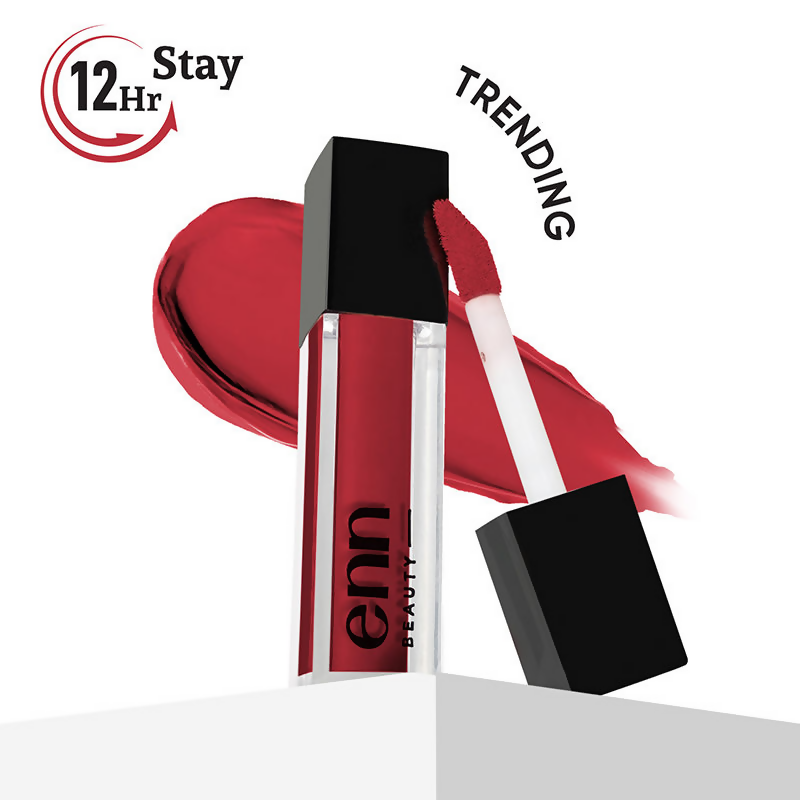 Enn Long-Lasting Liquid Lipstick With Ghee - Full Coverage & Transferproof - Sangria Red | Grocsy