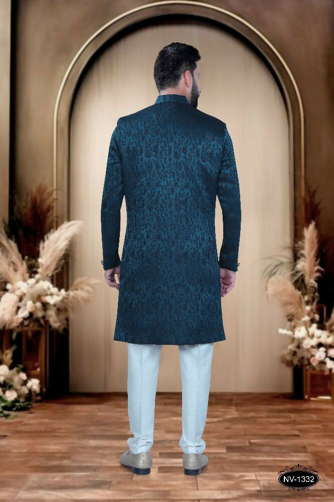 Joban Fashion Men's Blue Satin Kurta with Pyjama | Grocsy
