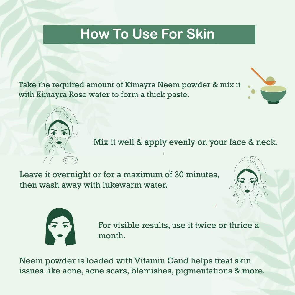 Kimayra Neem Powder For Pimple Free Skin - Help In Dullness & Treat Acne | Grocsy