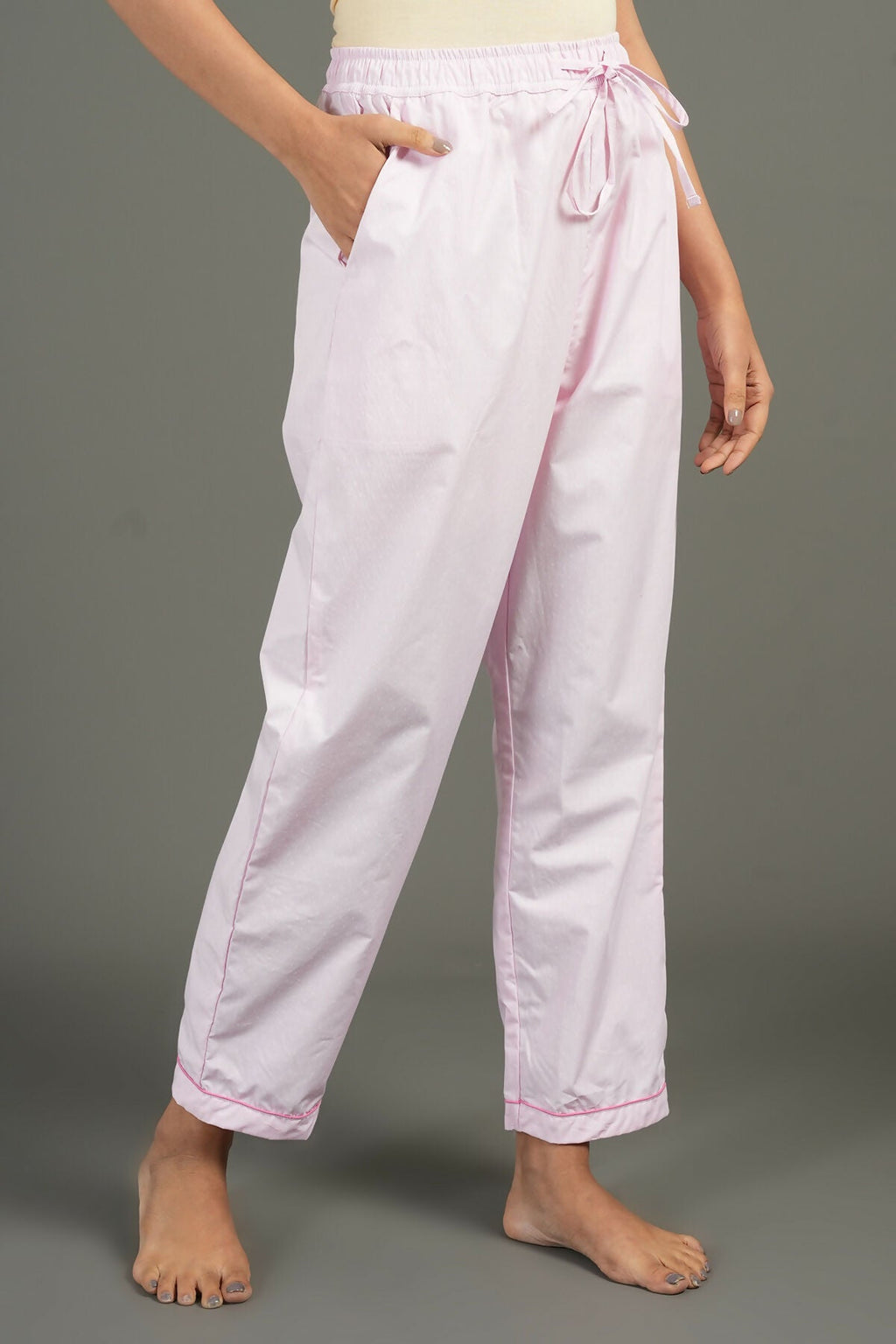 Breathables Women Cotton Night Suit Shirt And Pants Co-Ord Set Pink I Nightwear | Loungewear Set | Grocsy
