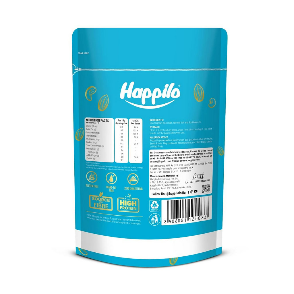 Happilo Premium Roasted and Salted Cashews/Kaju | Grocsy