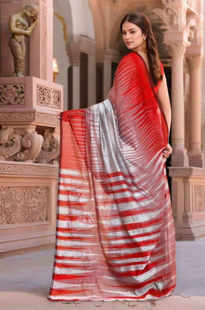 Joban Fashion Women Red Trendy Cotton Saree | Grocsy