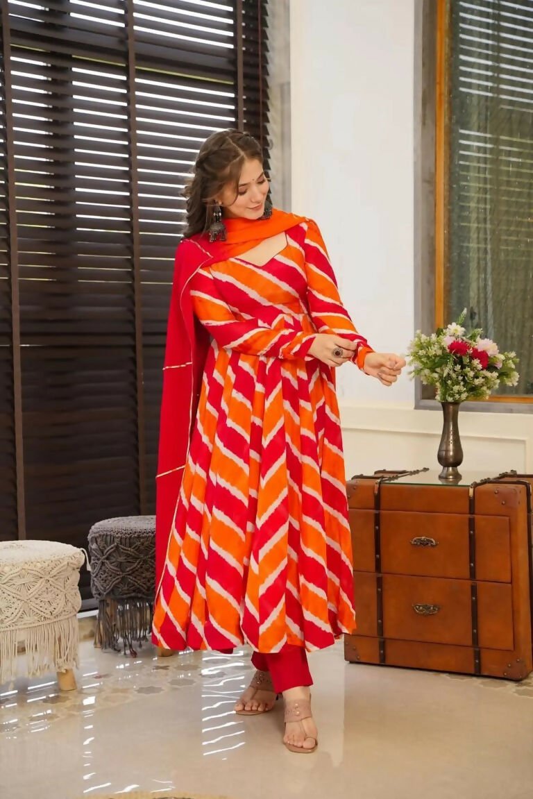 Aayaa Designer Printed Tebby Silk Suit - Multi Color | Grocsy