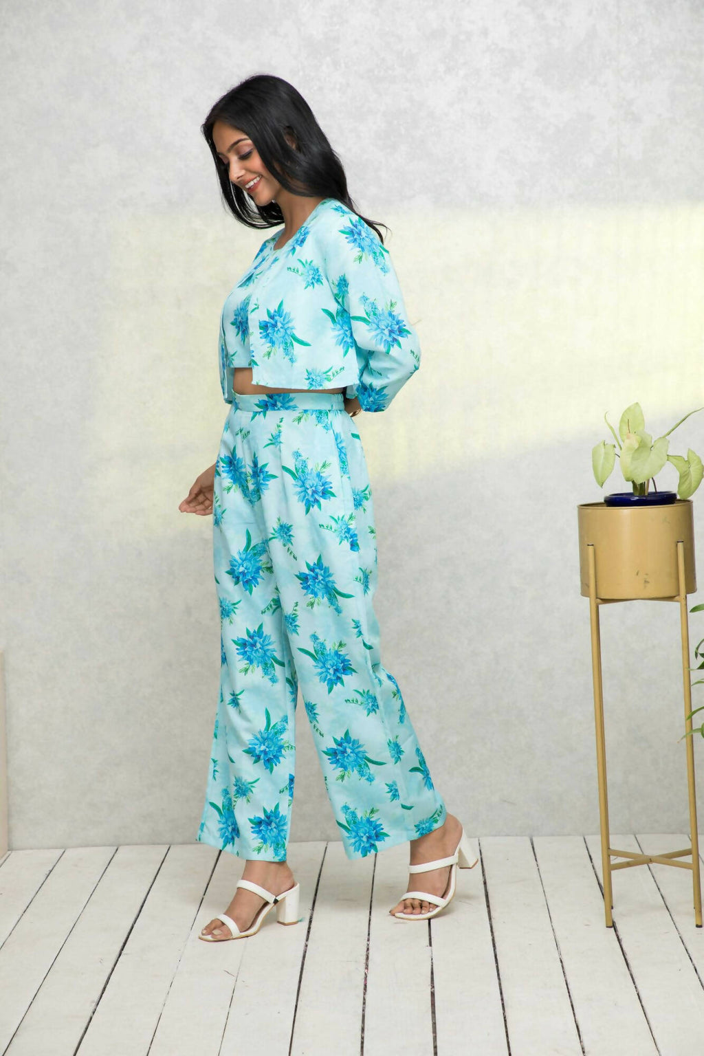 Myshka Women Blue Printed Pastels Co-Ords | Grocsy