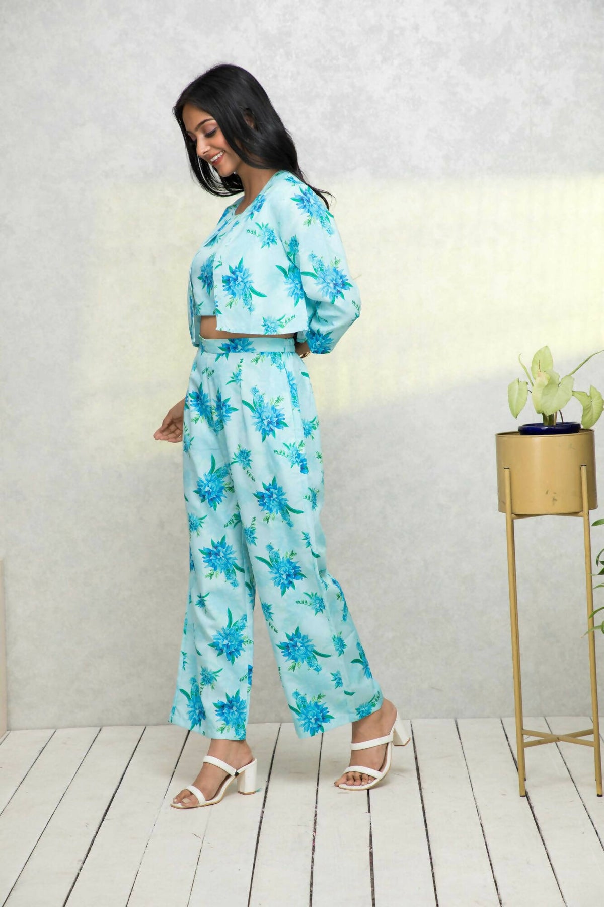 Myshka Women Blue Printed Pastels Co-Ords | Grocsy