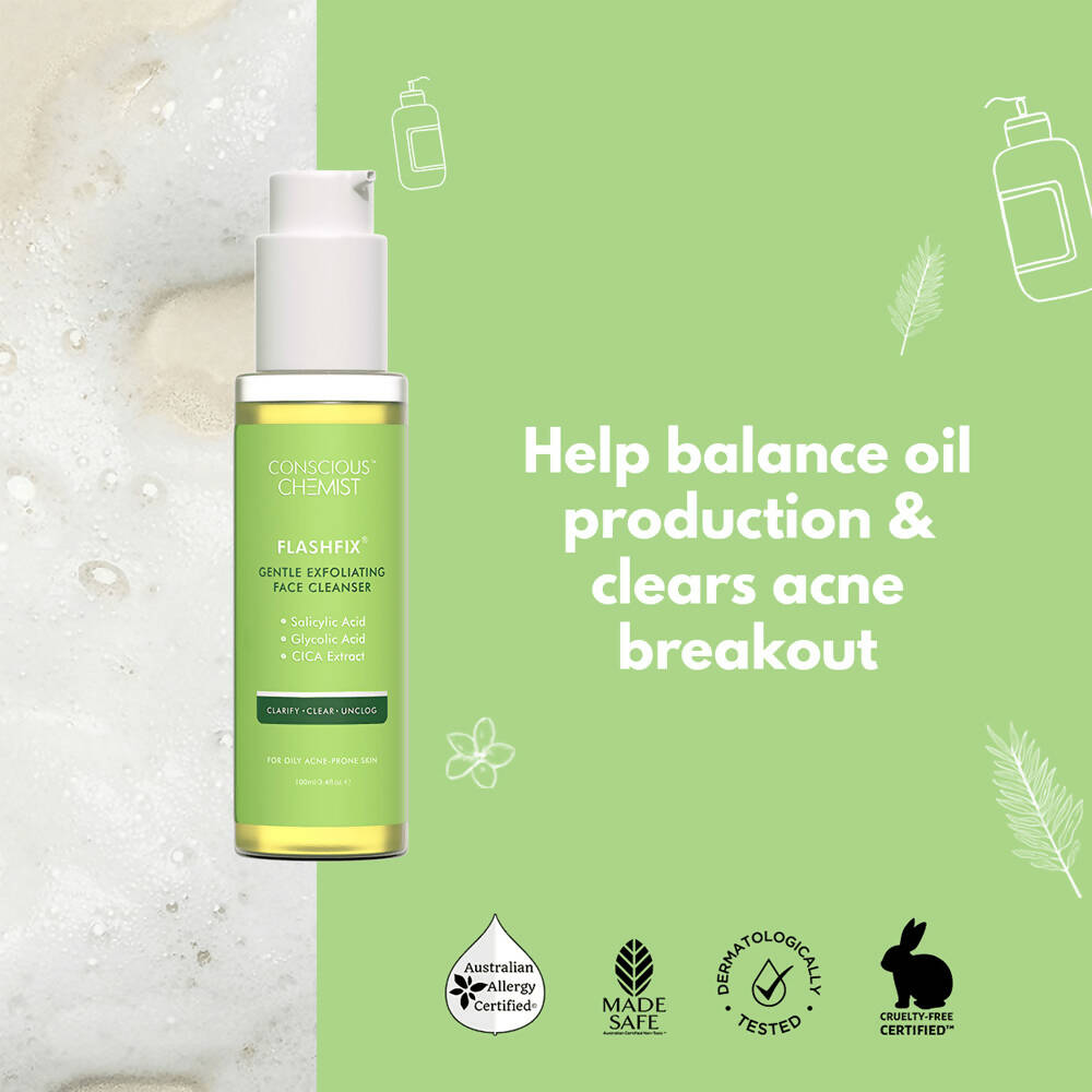 Conscious Chemist Flashfix Gentle Exfoliating Face Cleanser | Grocsy