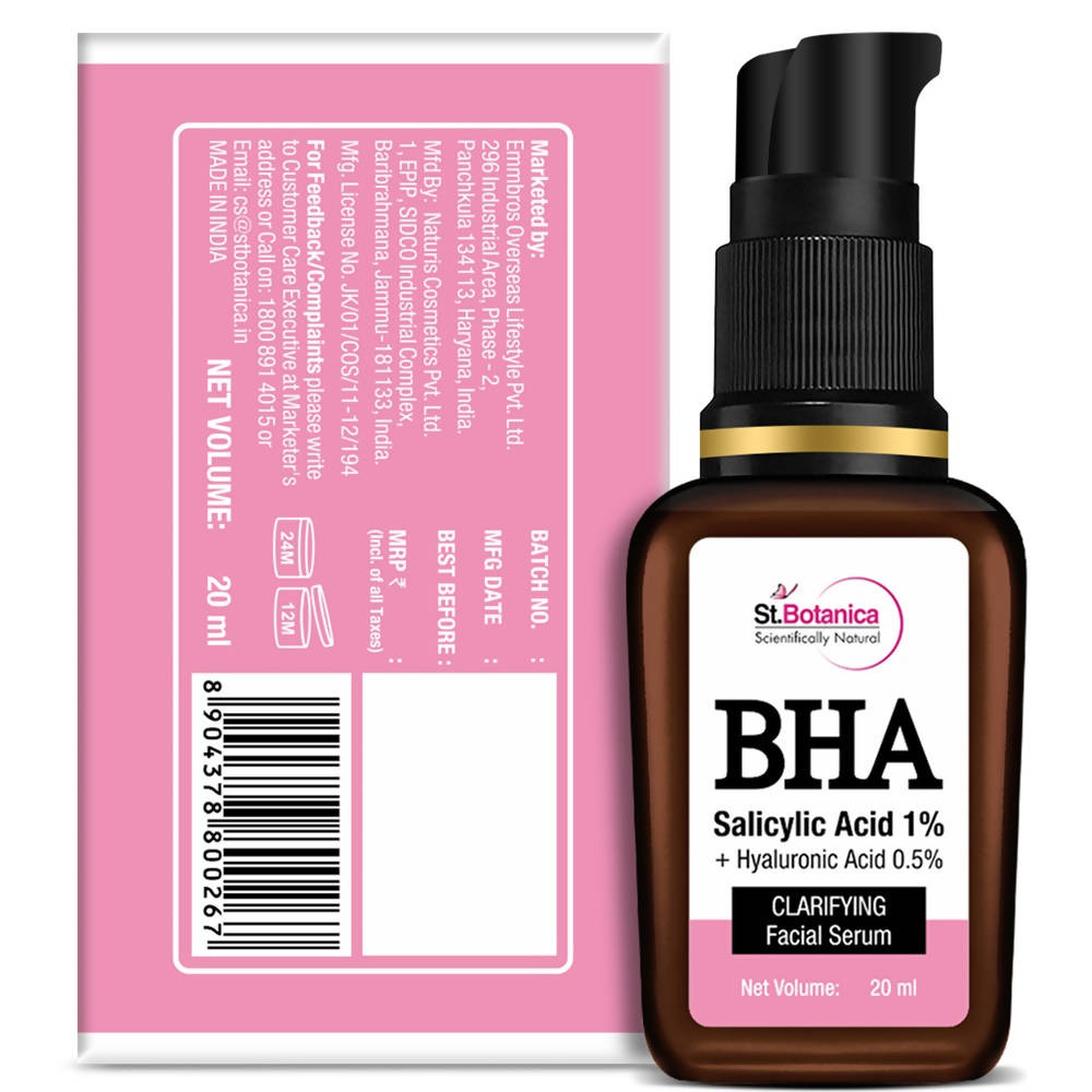 St.Botanica BHA Salicylic Acid 1% + Hyaluronic Acid 0.5% Clarifying Facial Serum | Grocsy