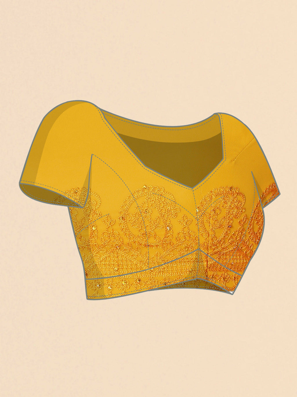 Mustard Georgette Embroidered and Stone Work Saree with Unstitched Blouse Piece - Roozal | Grocsy