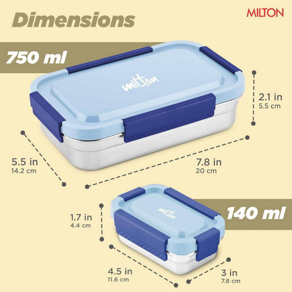 Milton Metro Meal Jr. Stainless Steel Tiffin Set of 2 - Blue | Grocsy