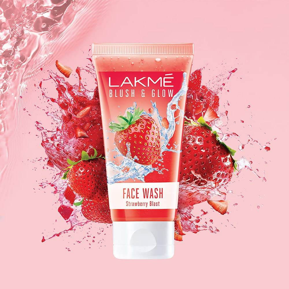 Lakme Blush & Glow Strawberry Freshness Gel Face Wash | Grocsy