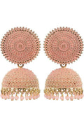 Mominos Fashion Joharkamal Gold-Polished Meenakari Jhumkas For Women & Girls (Peach)