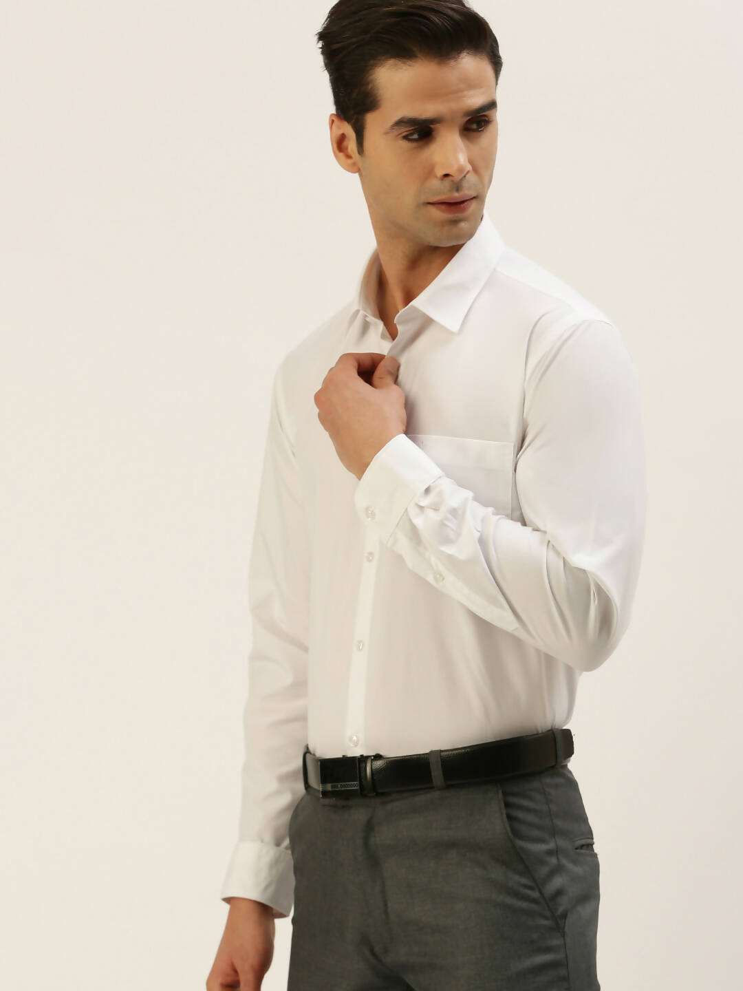 Ramraj Cotton Mens Full Sleeve Formal 100 % Cotton White Shirt | Grocsy