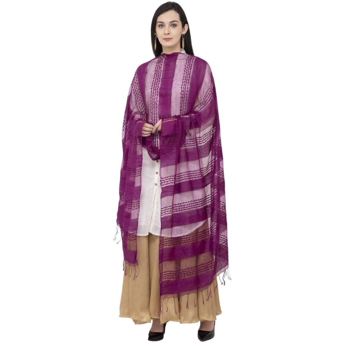 A R Silk Payal Plan Regular Dupatta Purple Color Dupatta or Chunni | Grocsy
