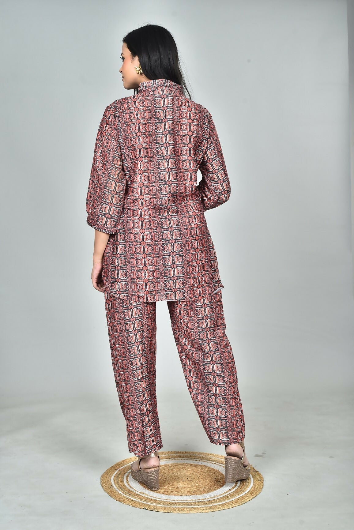 Morchari Digital Print Semi Muslin Co-Ord Set Top & Trouser-Multicolor | Grocsy