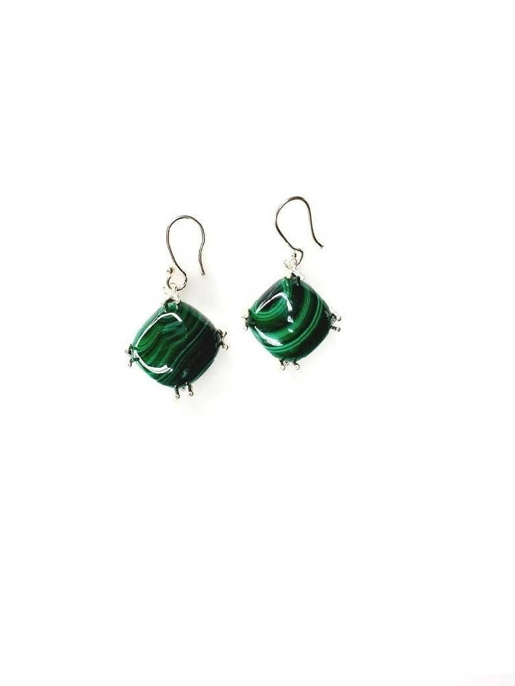 Bling Accessories Malachite Semi Precious Natural Stone Earrings | Grocsy