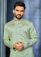 Prazu Fashion Pista Soft Silk Multi Thread Embroidery Deer Pattern Daaman Concept Kurta | Grocsy