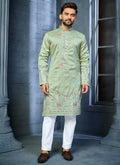 Prazu Fashion Pista Soft Silk Multi Thread Embroidery Deer Pattern Daaman Concept Kurta | Grocsy