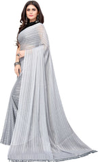 Vamika Georgette With Sequence Grey Light Weight Trendy Look Bollywood Style Saree | Grocsy