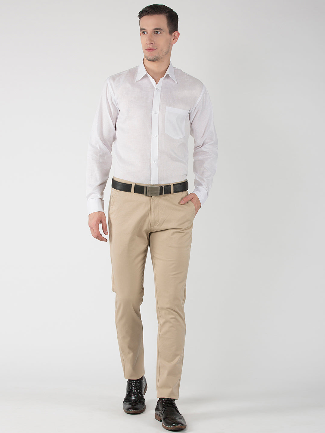RIAG White Men's Full Sleeves White Shirt | Grocsy