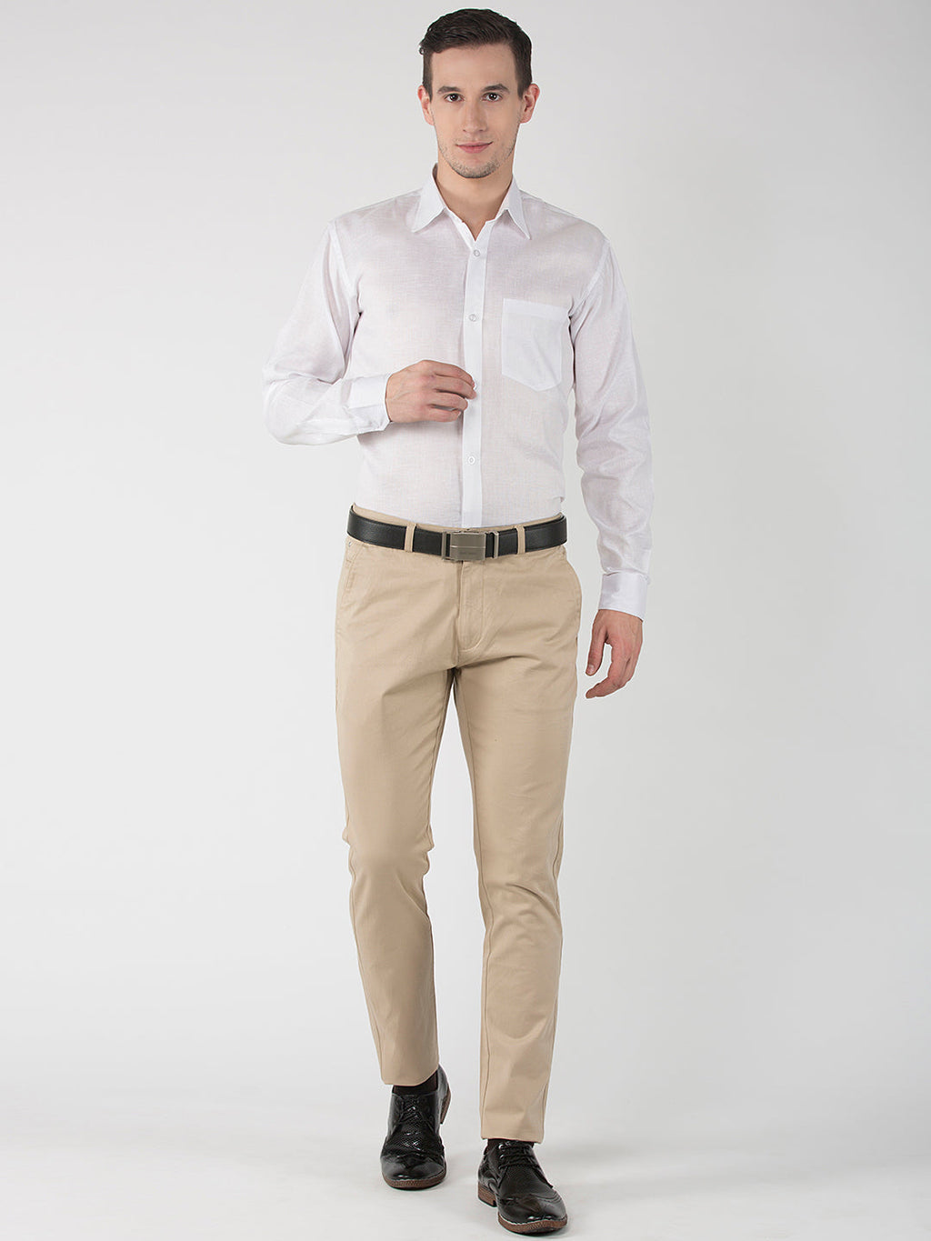 RIAG White Men's Full Sleeves White Shirt | Grocsy