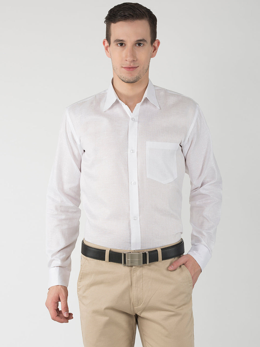RIAG White Men's Full Sleeves White Shirt | Grocsy