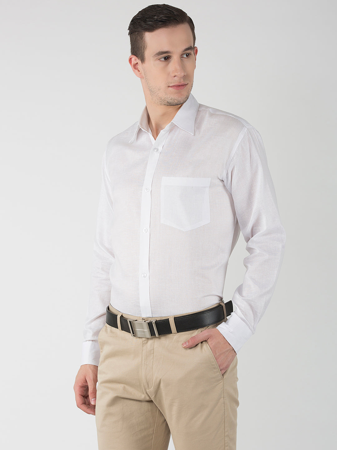 RIAG White Men's Full Sleeves White Shirt | Grocsy