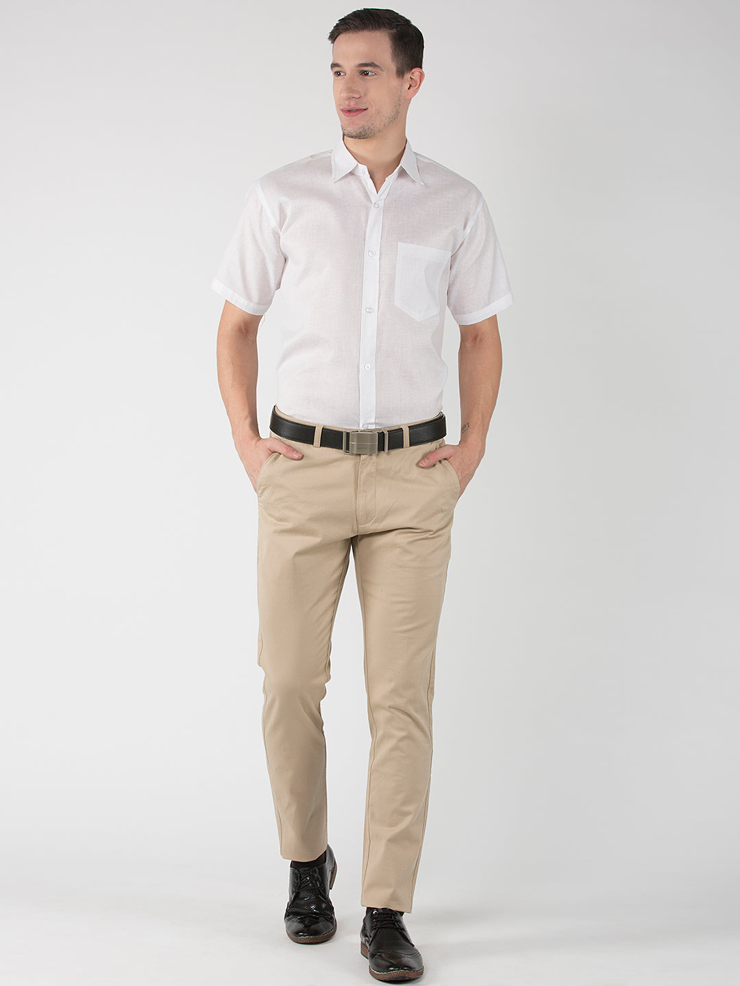 RIAG White Men's Half Sleeves White Shirt | Grocsy