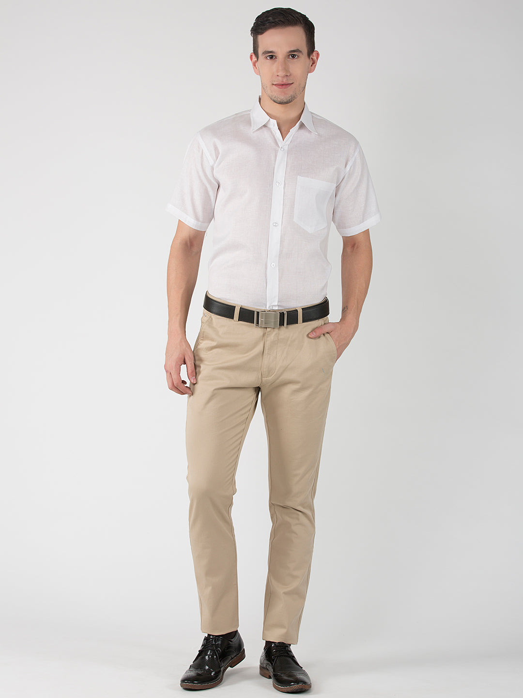 RIAG White Men's Half Sleeves White Shirt | Grocsy