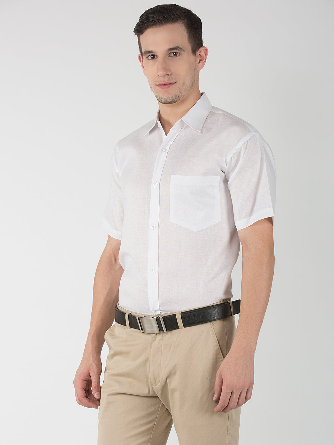 RIAG White Men's Half Sleeves White Shirt | Grocsy