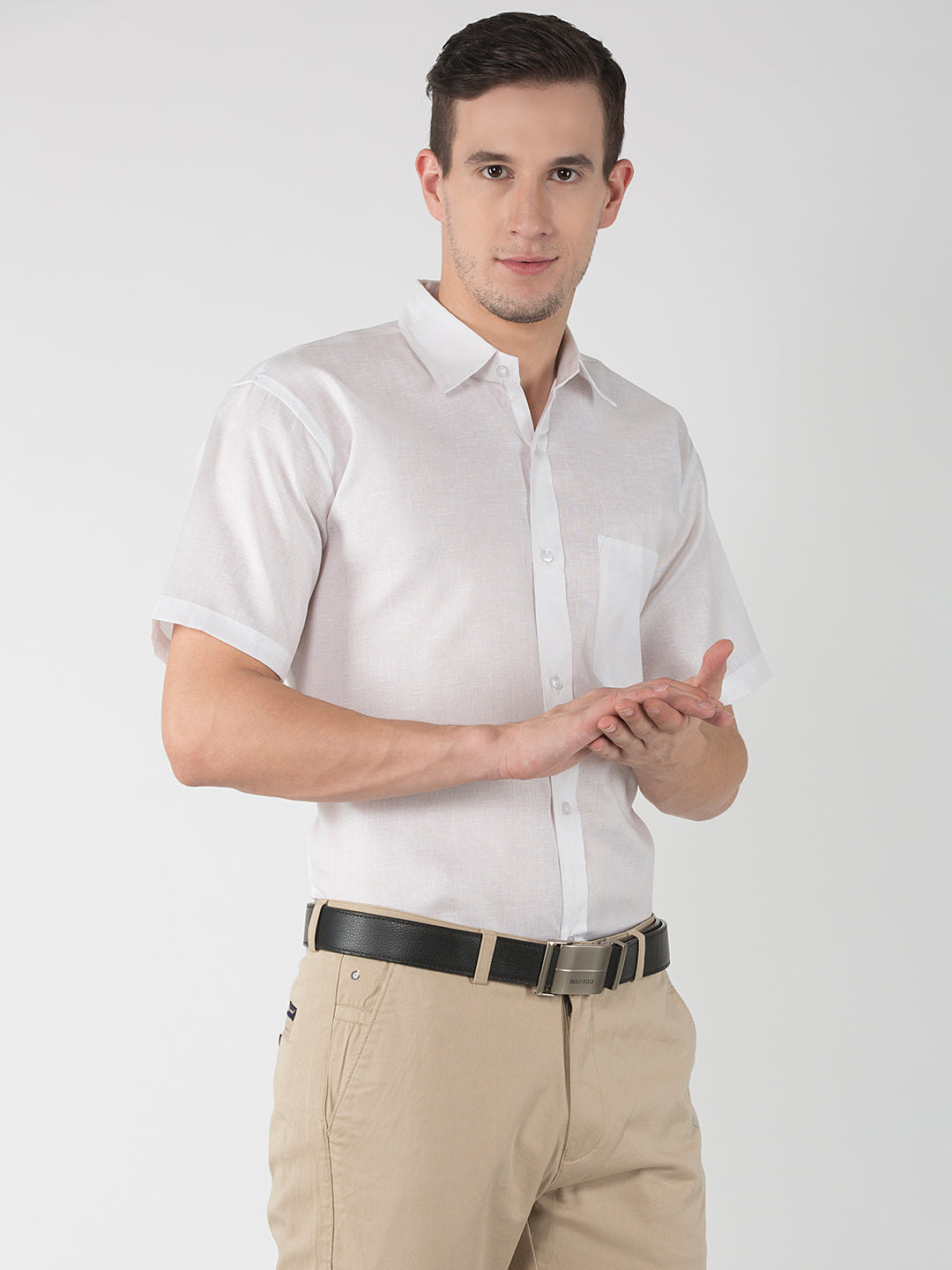 RIAG White Men's Half Sleeves White Shirt | Grocsy