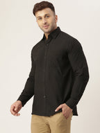 RIAG Black Men's Full Sleeves Solid Shirt | Grocsy