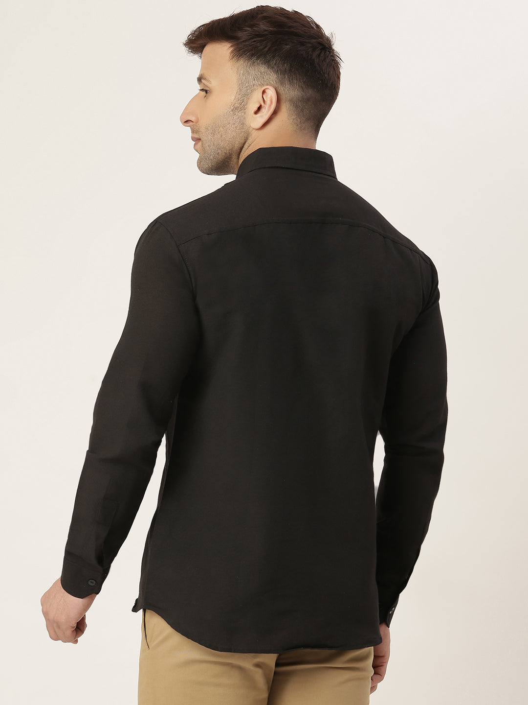 RIAG Black Men's Full Sleeves Solid Shirt | Grocsy