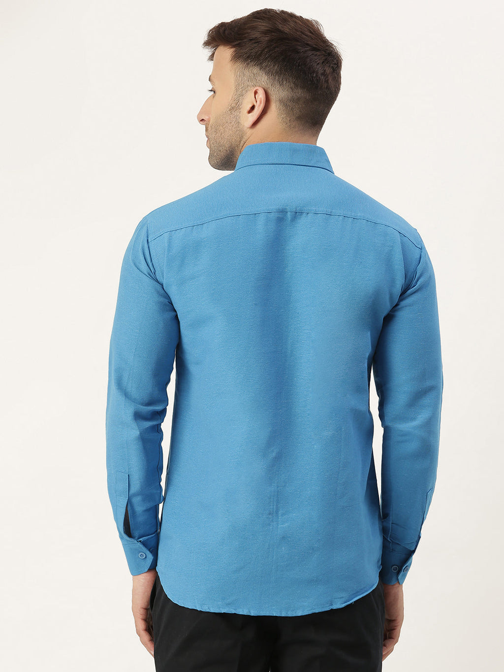 RIAG Blue Men's Full Sleeves Solid Shirt | Grocsy
