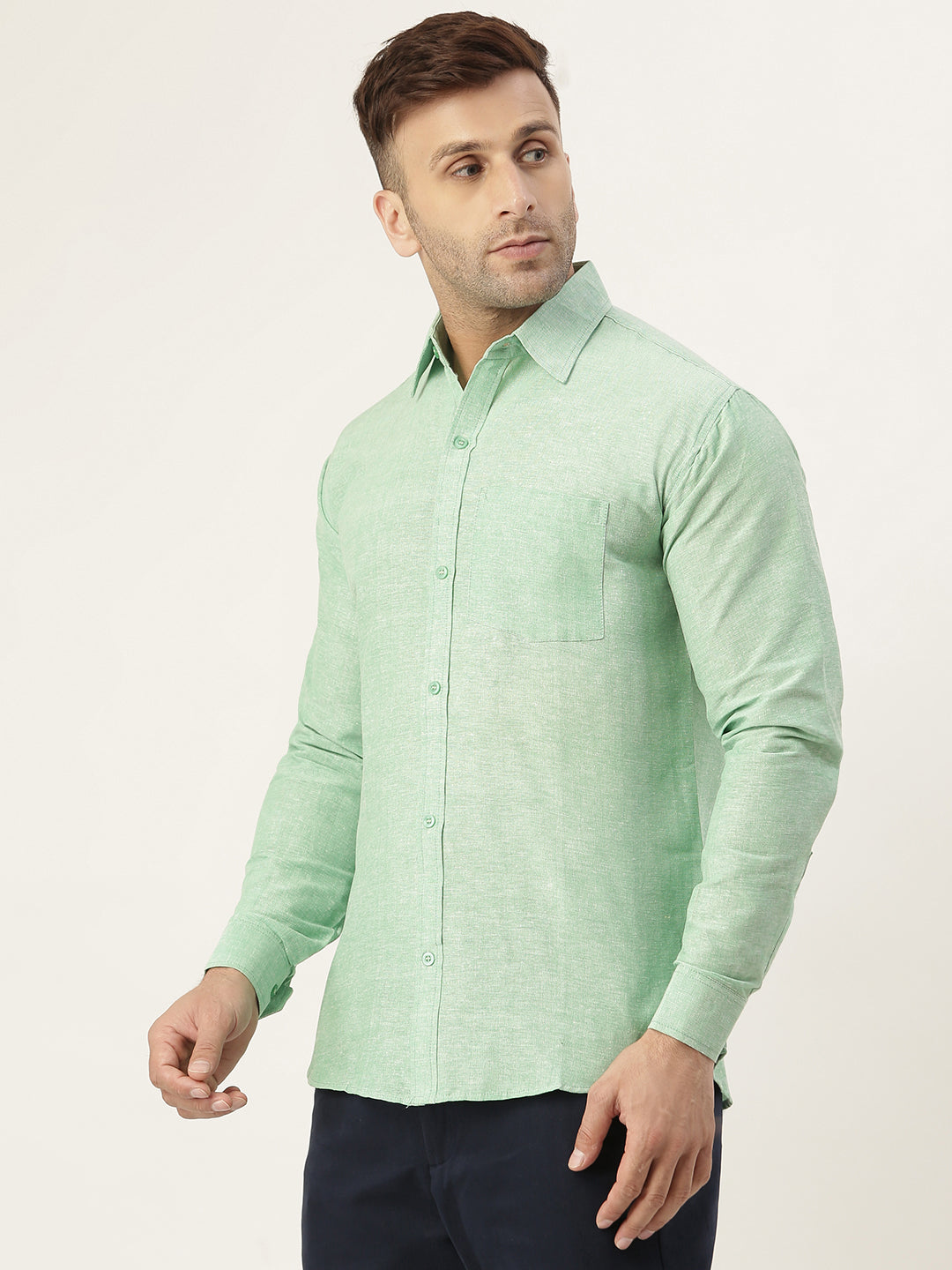 RIAG Green Men's Full Sleeves Solid Shirt | Grocsy