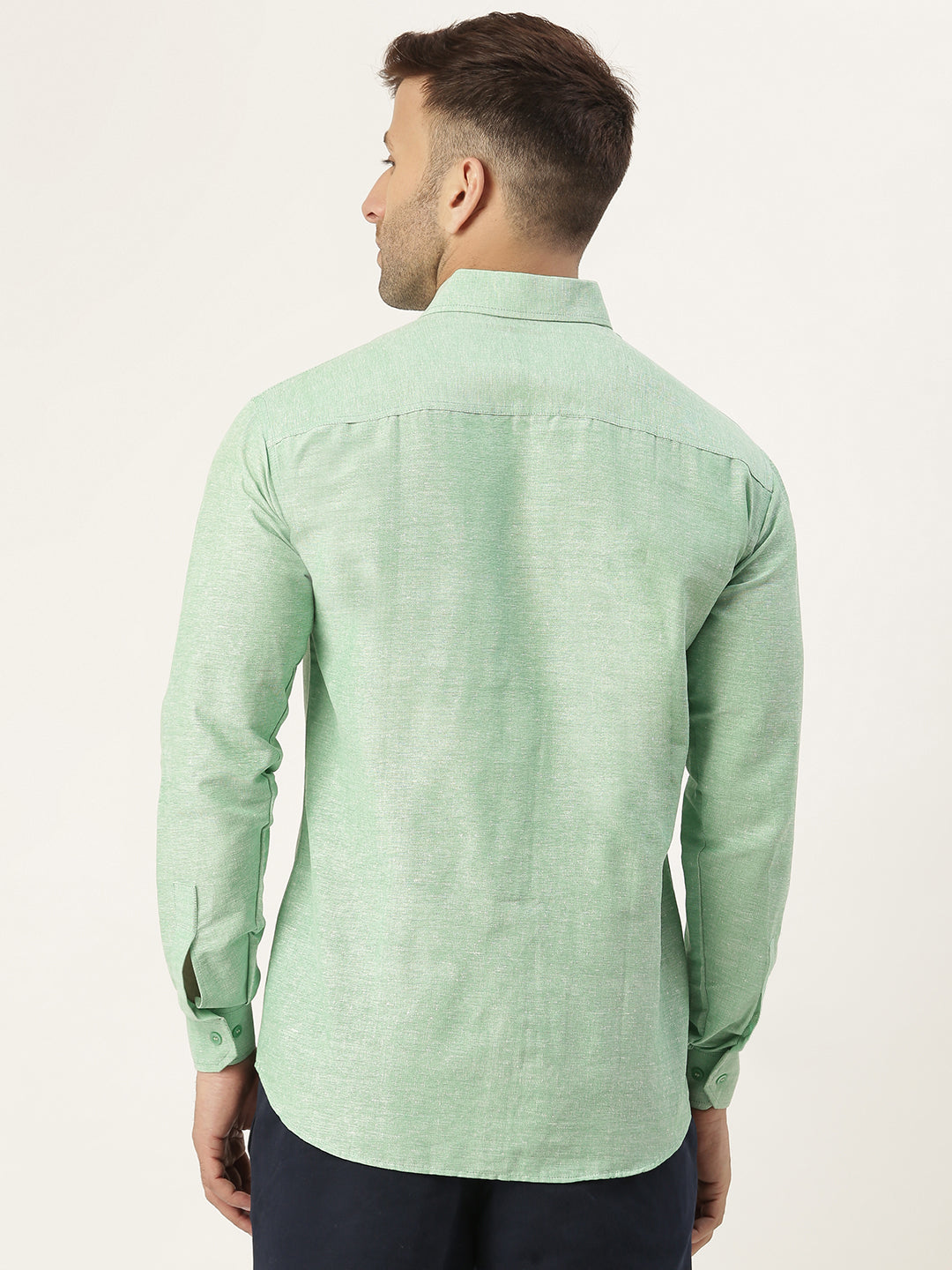 RIAG Green Men's Full Sleeves Solid Shirt | Grocsy