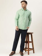 RIAG Green Men's Full Sleeves Solid Shirt | Grocsy