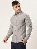 RIAG Grey Men's Full Sleeves Solid Shirt | Grocsy
