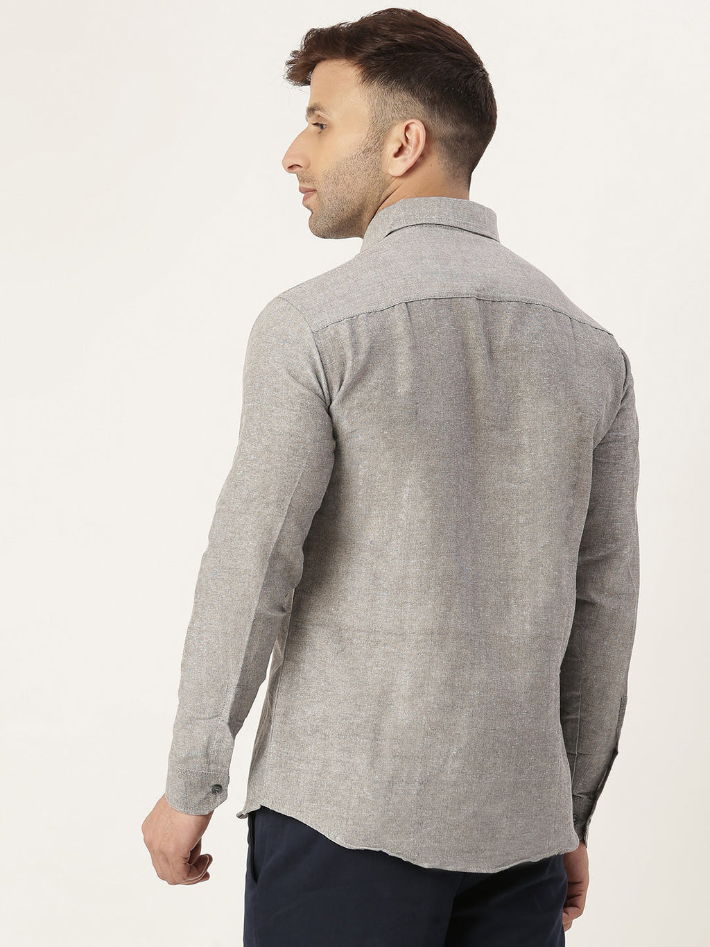 RIAG Grey Men's Full Sleeves Solid Shirt | Grocsy