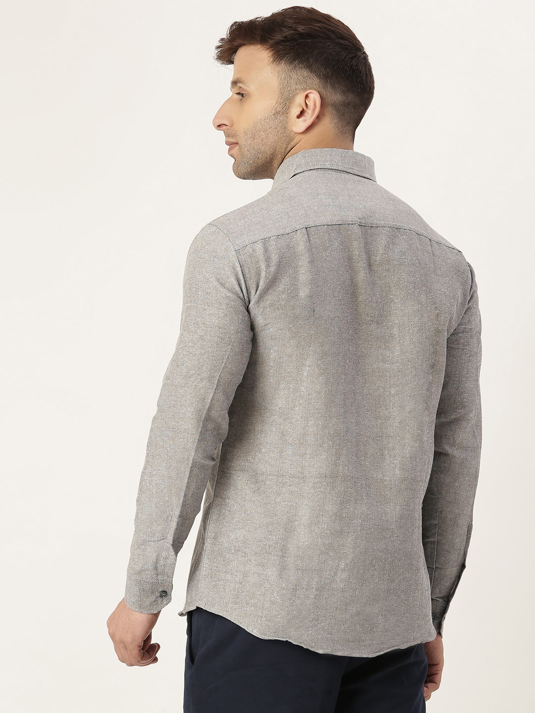 RIAG Grey Men's Full Sleeves Solid Shirt | Grocsy