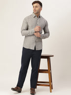 RIAG Grey Men's Full Sleeves Solid Shirt | Grocsy