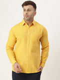 RIAG Yellow Men's Full Sleeves Solid Shirt | Grocsy