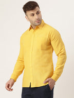 RIAG Yellow Men's Full Sleeves Solid Shirt | Grocsy